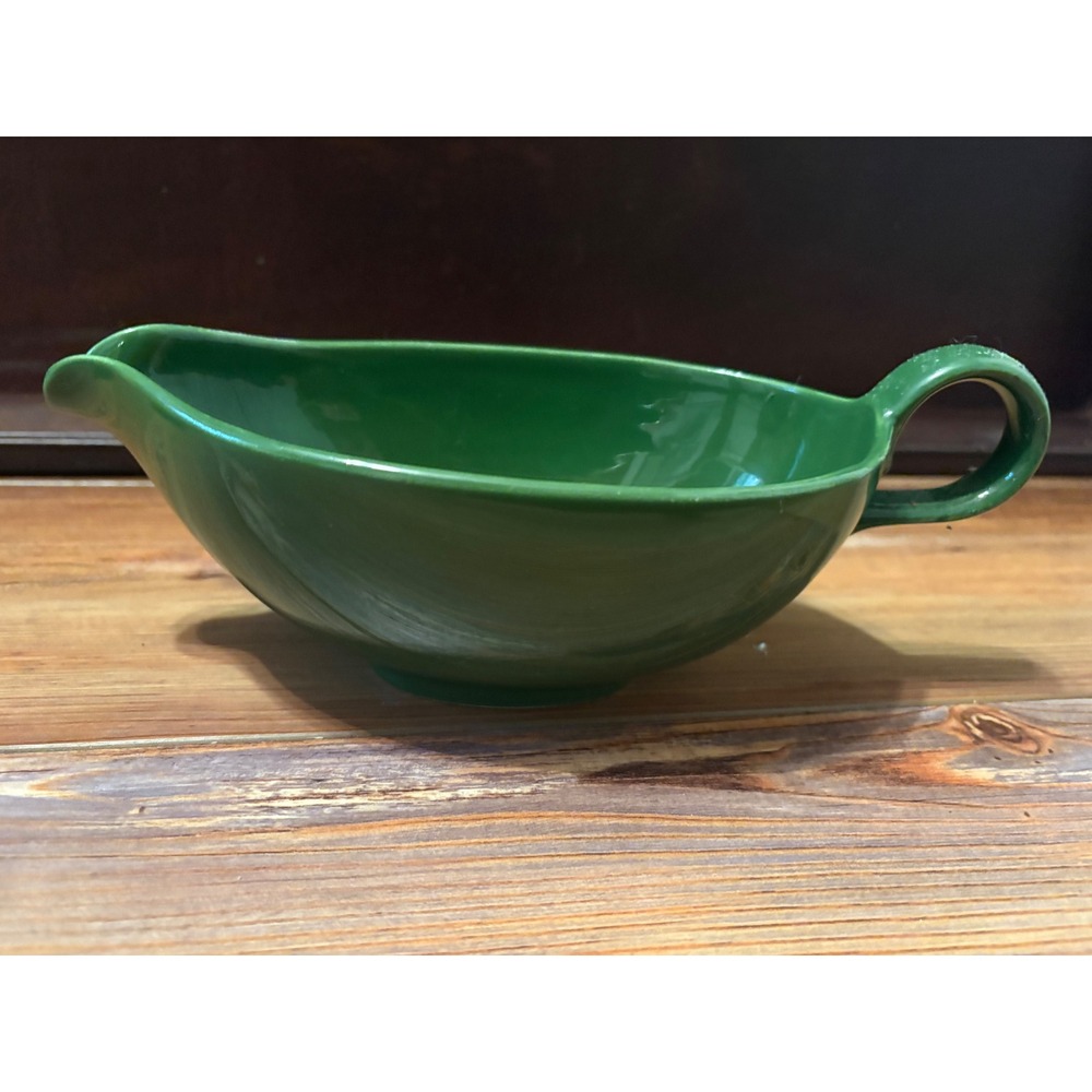 Vintage Homer Laughlin Rhythm Forest Green Gravy Boat Mid Century Modern USA